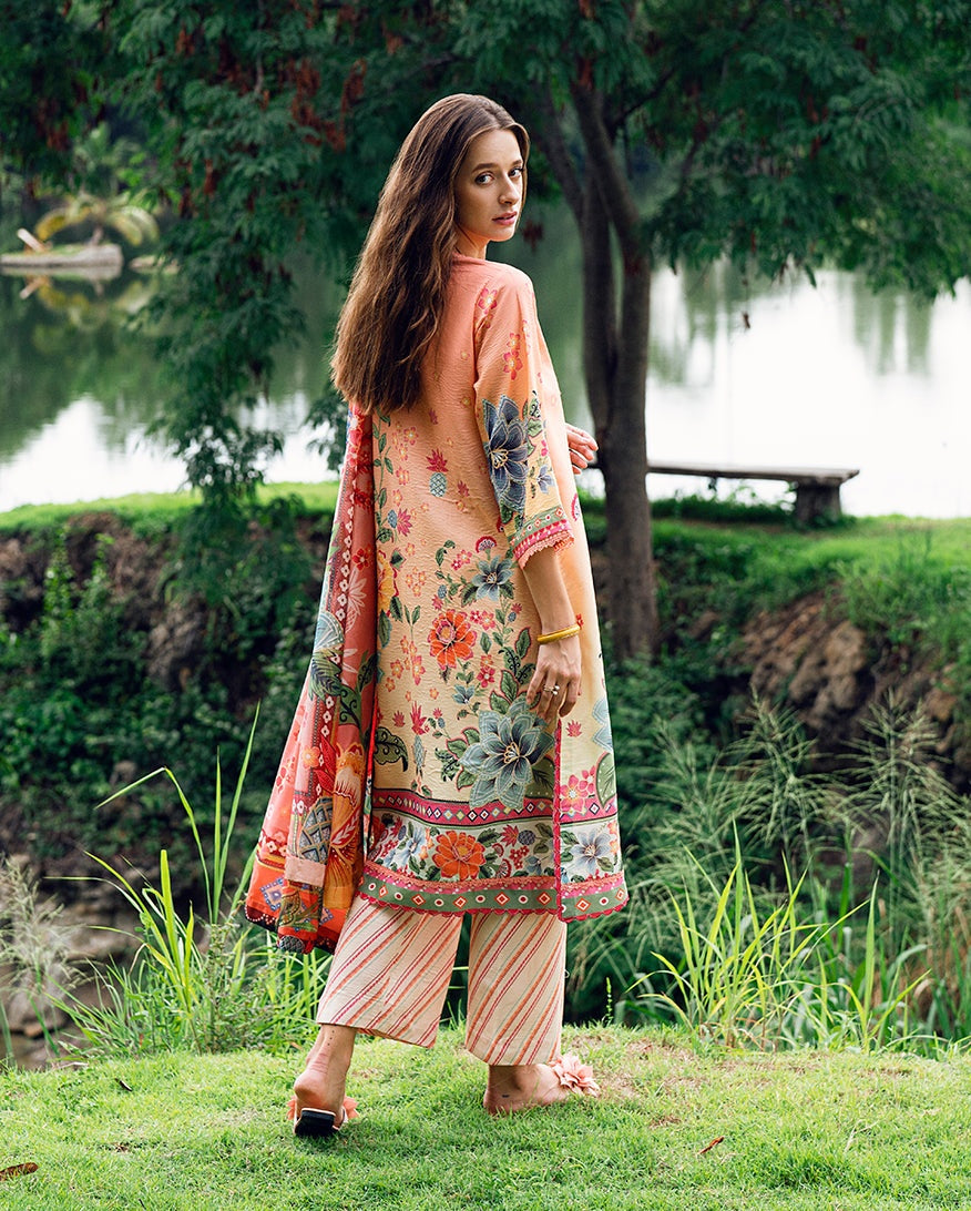 ROHEENAZ GARDEN VEIL PRINTED EMBROIDERED LAWN 2025