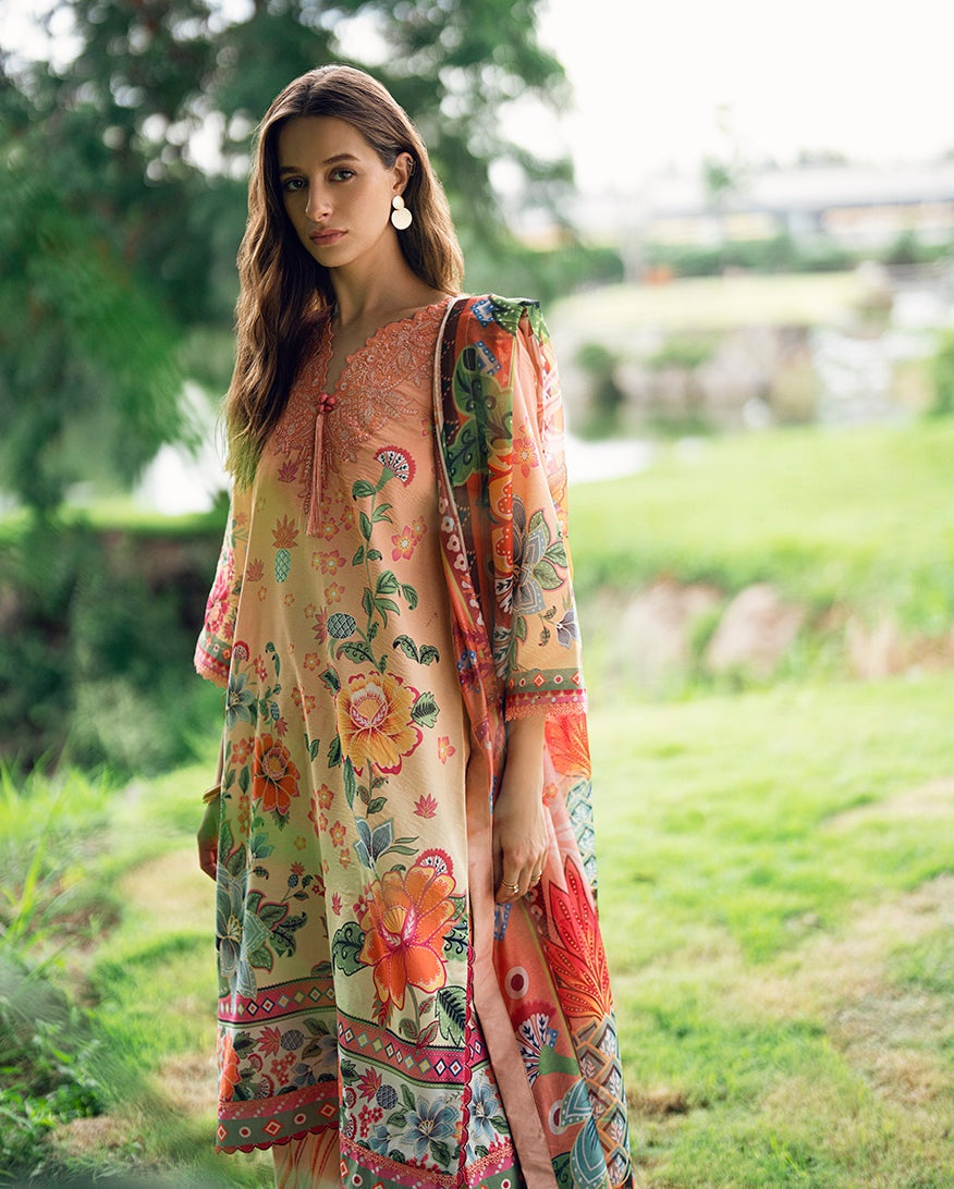 ROHEENAZ GARDEN VEIL PRINTED EMBROIDERED LAWN 2025