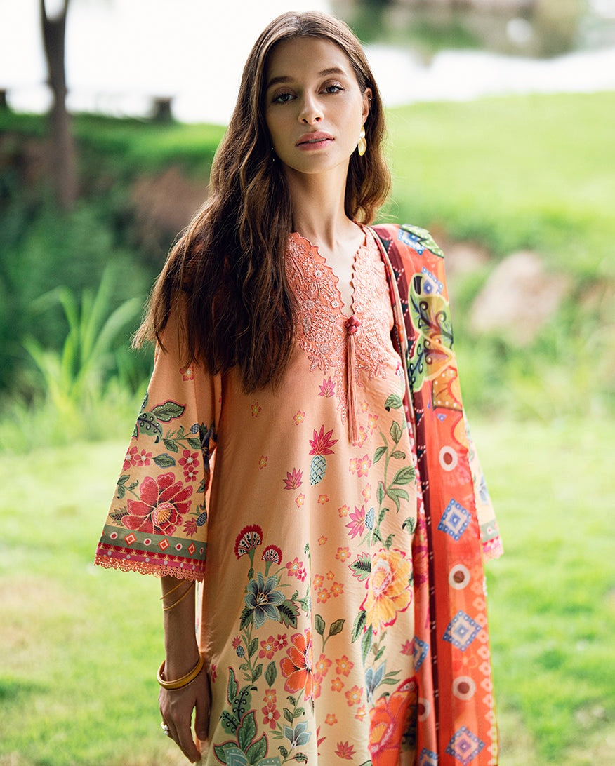 ROHEENAZ GARDEN VEIL PRINTED EMBROIDERED LAWN 2025