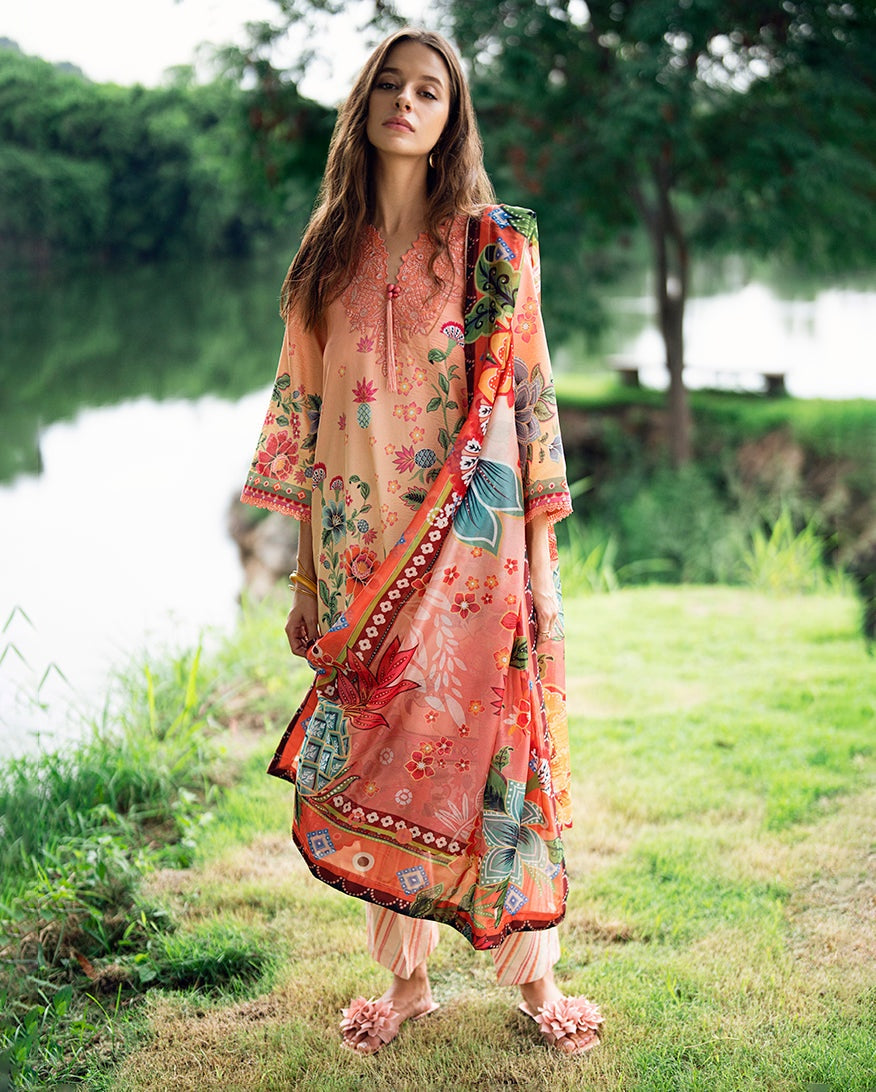 ROHEENAZ GARDEN VEIL PRINTED EMBROIDERED LAWN 2025