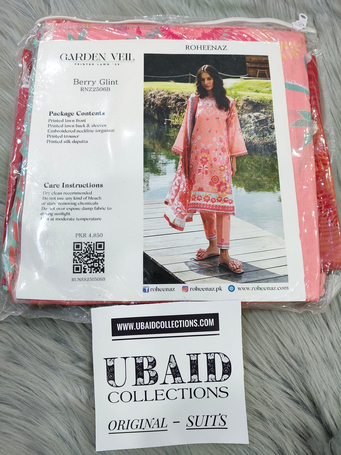 [ SUIT K ]  - ROHEENAZ GARDEN VEIL EMBROIDERED LAWN PREMIUM COLLECTION