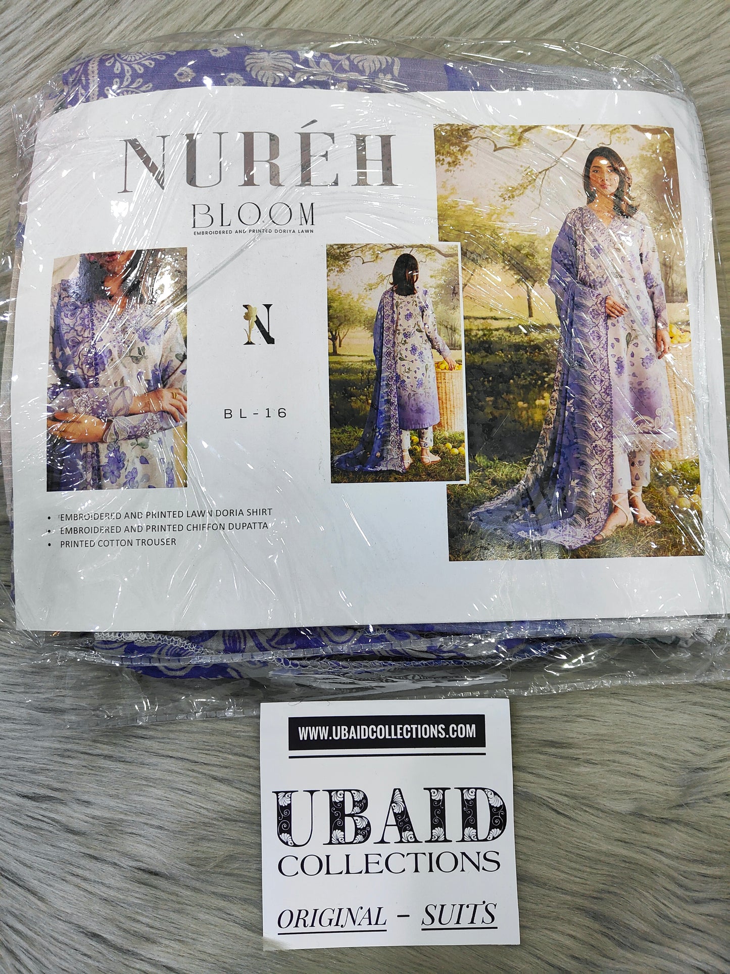 [ SUIT D ] - NUREH BLOOM LAWN EMBROIDERED AND PRINTED DORIYA COLLECTION 2026
