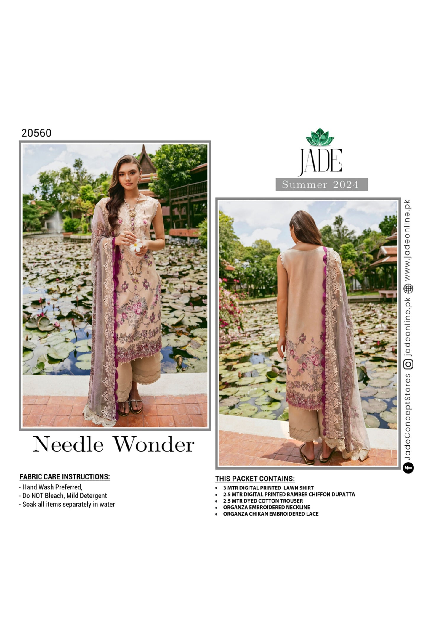 JADE NEEDLE WONDER SUMMER LAWN EMBROIDERED 2024 🌸🌸🌸