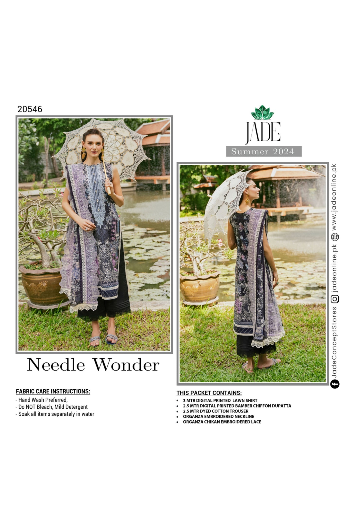 JADE NEEDLE WONDER SUMMER LAWN EMBROIDERED 2024 🌸🌸🌸