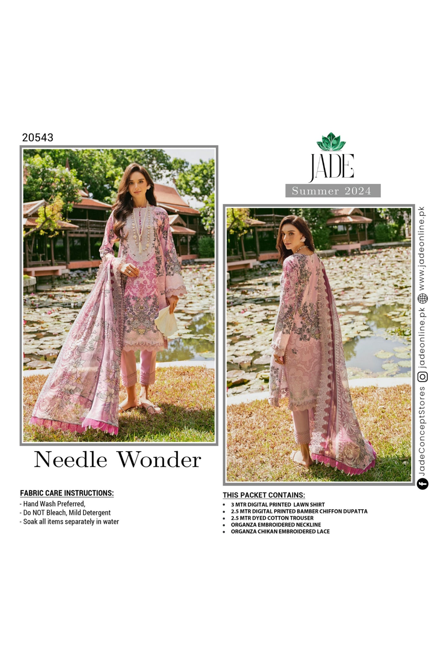 JADE NEEDLE WONDER SUMMER LAWN EMBROIDERED 2024 🌸