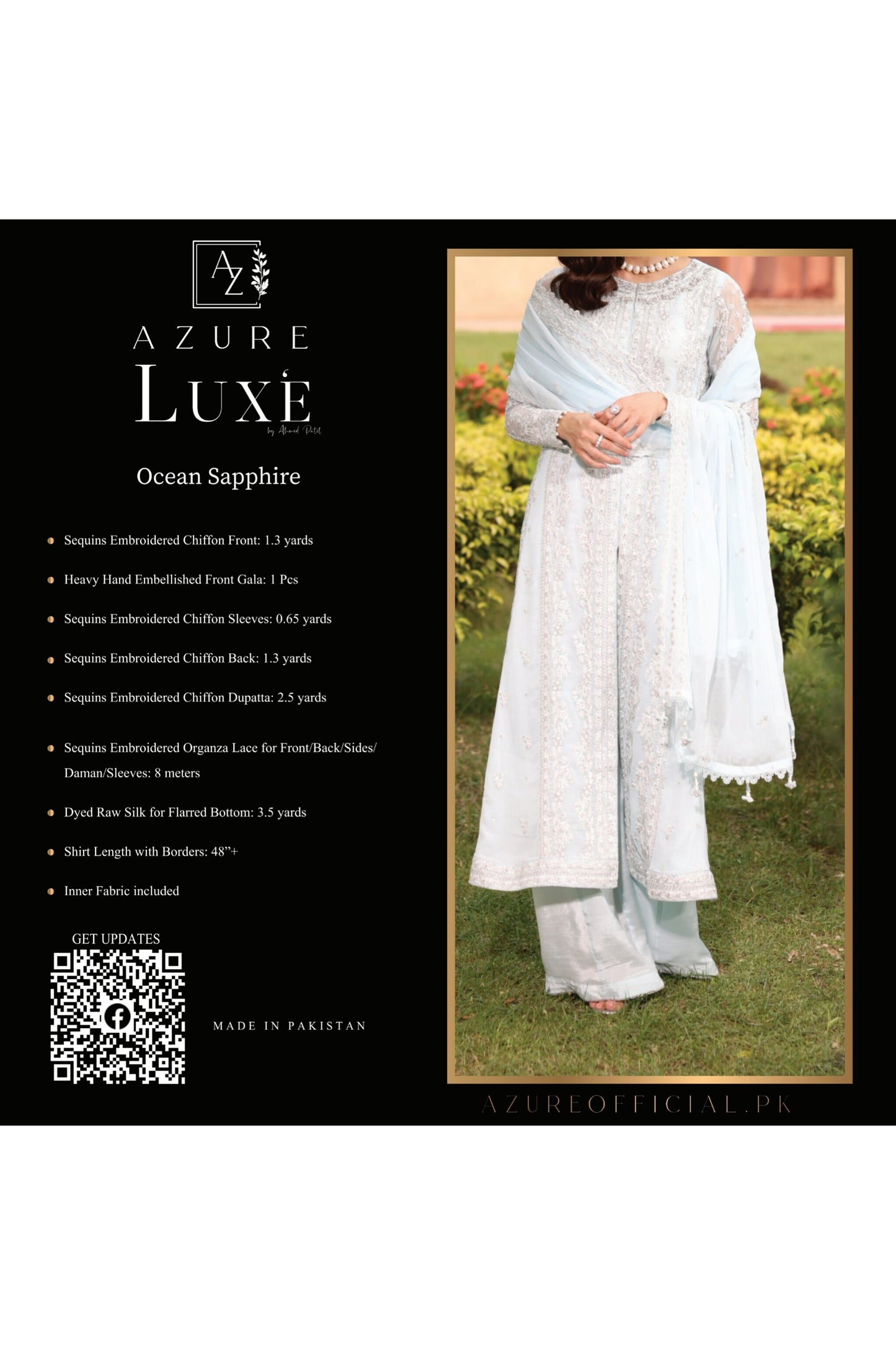 AZURE MAYA ALI LUXE EMBROIDERED CHIFFON COLLECTION 2025