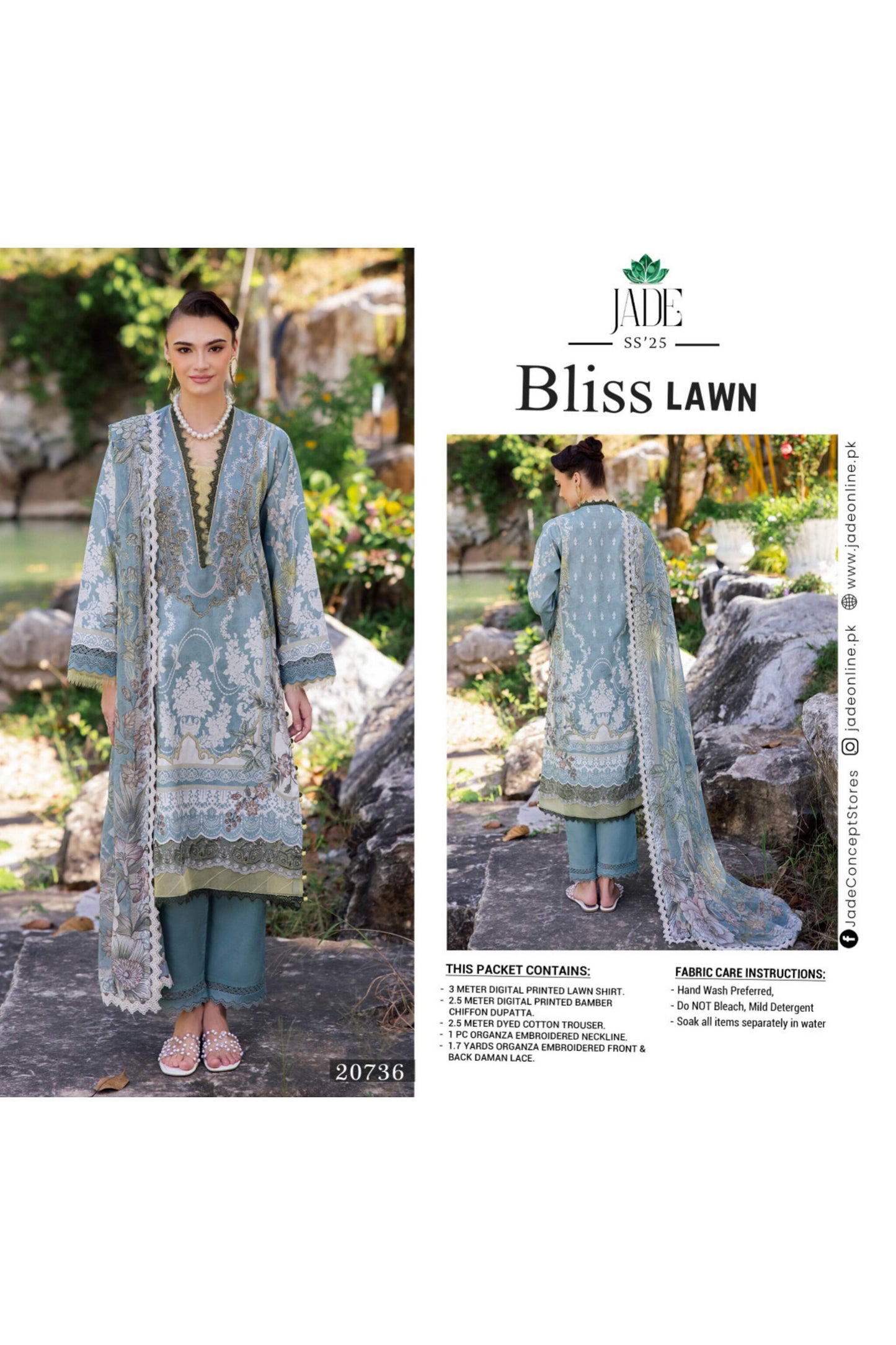 JADE BLISS LAWN EMBROIDERED SS 2025