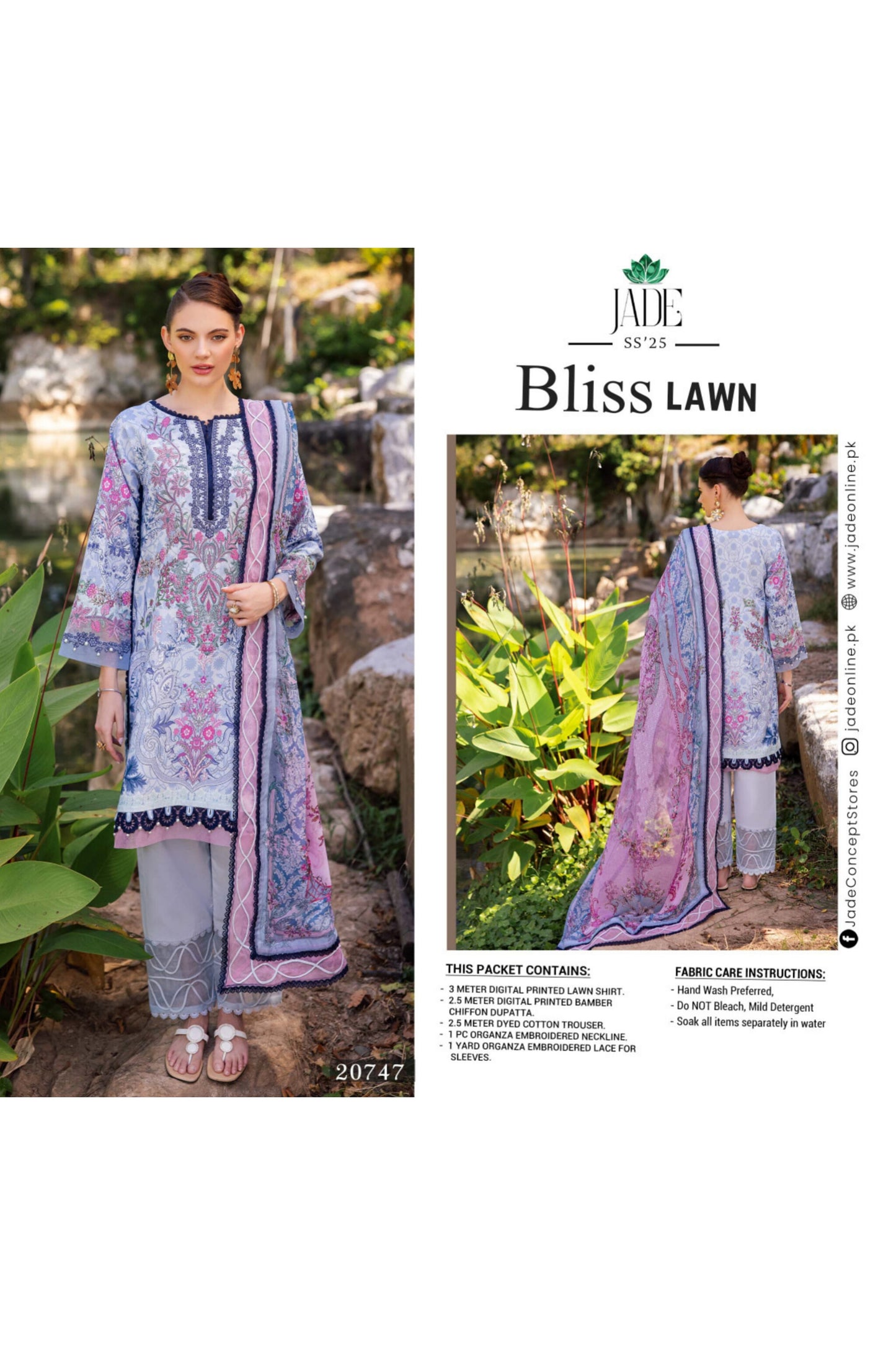 JADE BLISS LAWN EMBROIDERED SS 2025