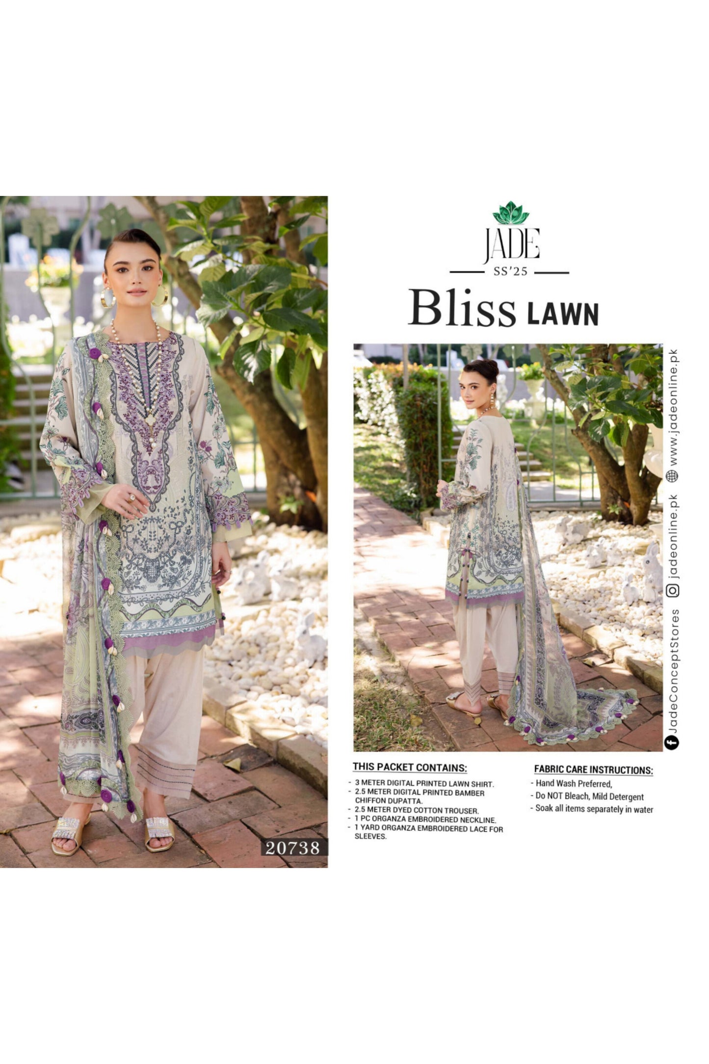 JADE BLISS LAWN EMBROIDERED SS 2025