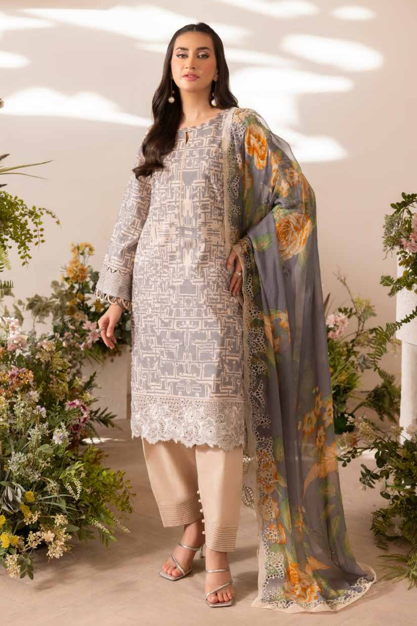 CHARIZMA BASICS EMBROIDERED LAWN WITH EMBROIDERED LAWN DUPATTA 2025