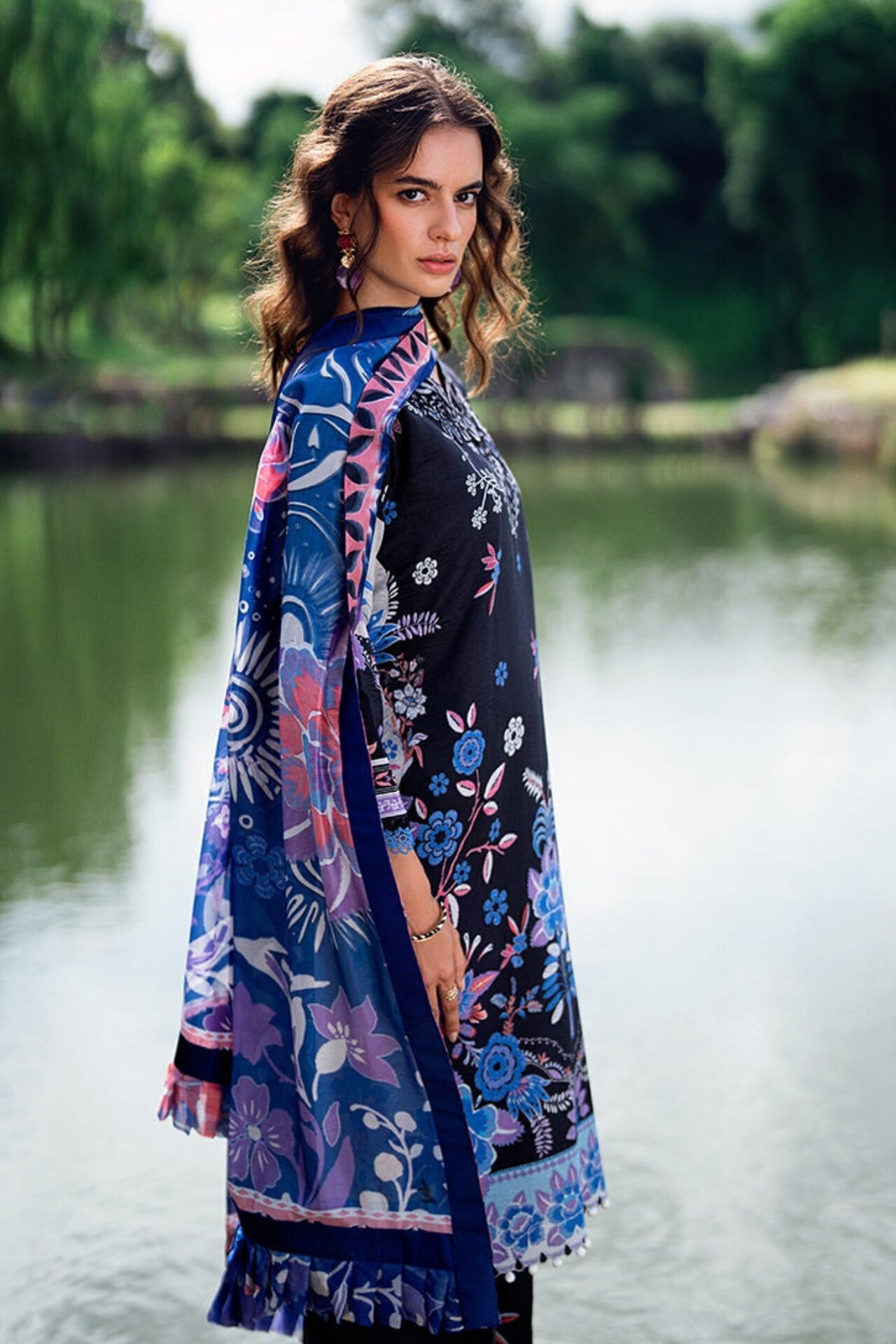 [ SUIT A ] - ROHEENAZ GARDEN VEIL PRINTED EMBROIDERED LAWN