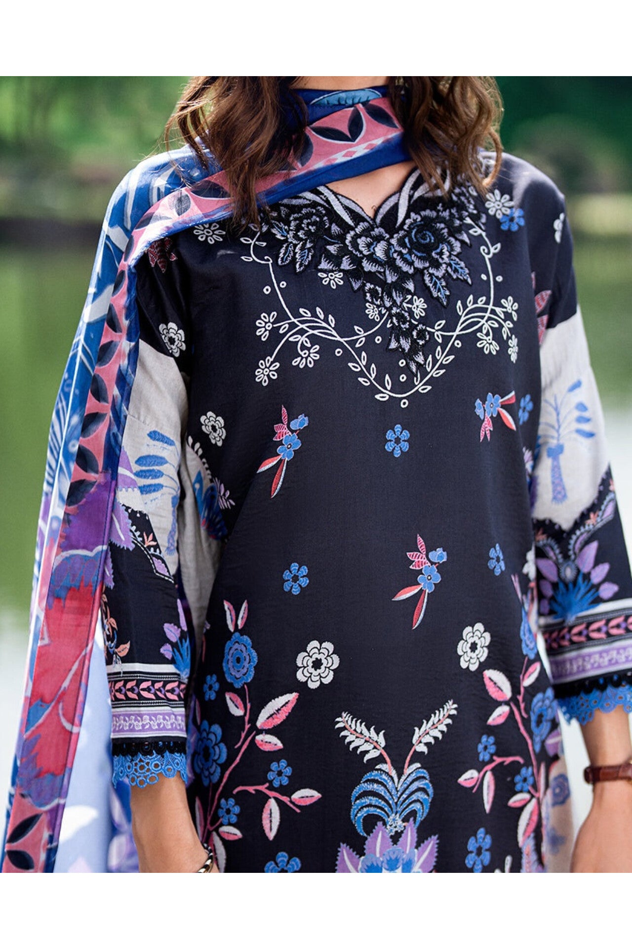 [ SUIT A ] - ROHEENAZ GARDEN VEIL PRINTED EMBROIDERED LAWN
