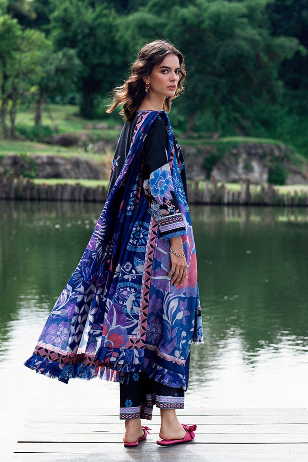 [ SUIT A ] - ROHEENAZ GARDEN VEIL PRINTED EMBROIDERED LAWN