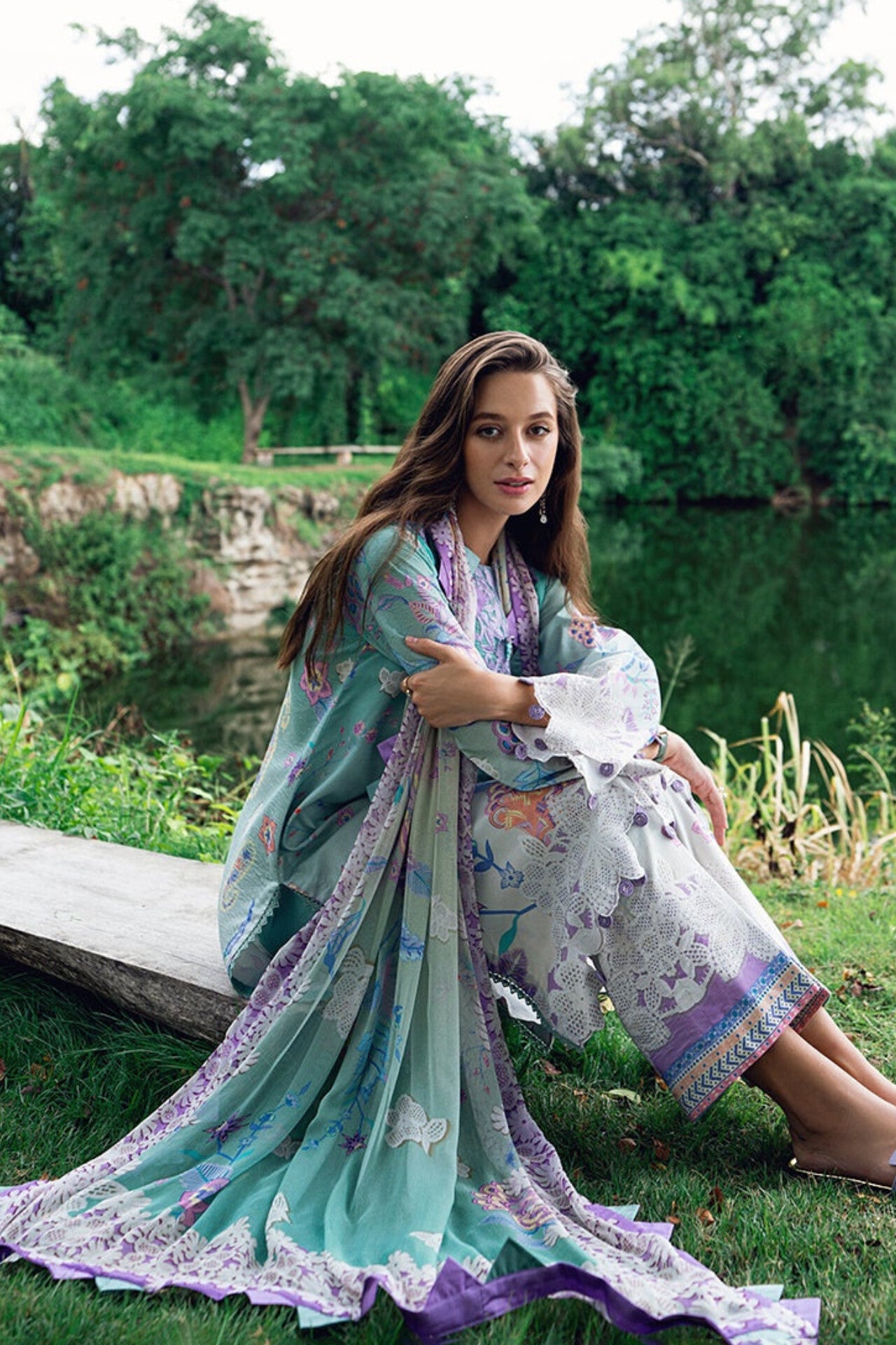 [ SUIT B ] - ROHEENAZ GARDEN VEIL EMBROIDERED LAWN PREMIUM COLLECTION