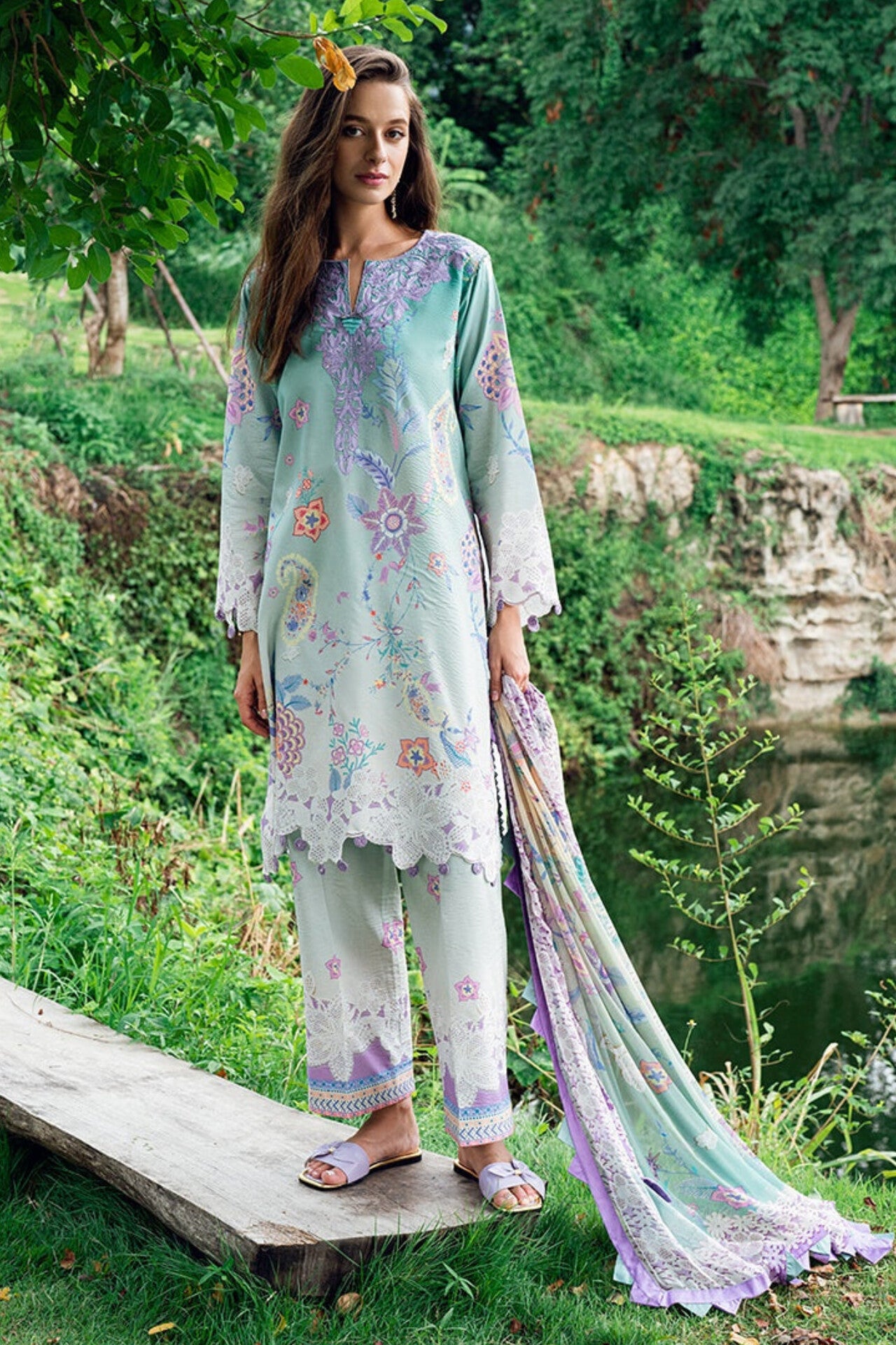 [ SUIT B ] - ROHEENAZ GARDEN VEIL EMBROIDERED LAWN PREMIUM COLLECTION