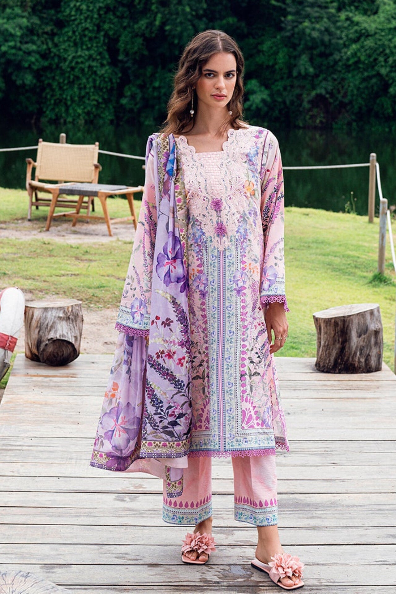 [ SUIT M ] - ROHEENAZ GARDEN VEIL EMBROIDERED LAWN PREMIUM COLLECTION