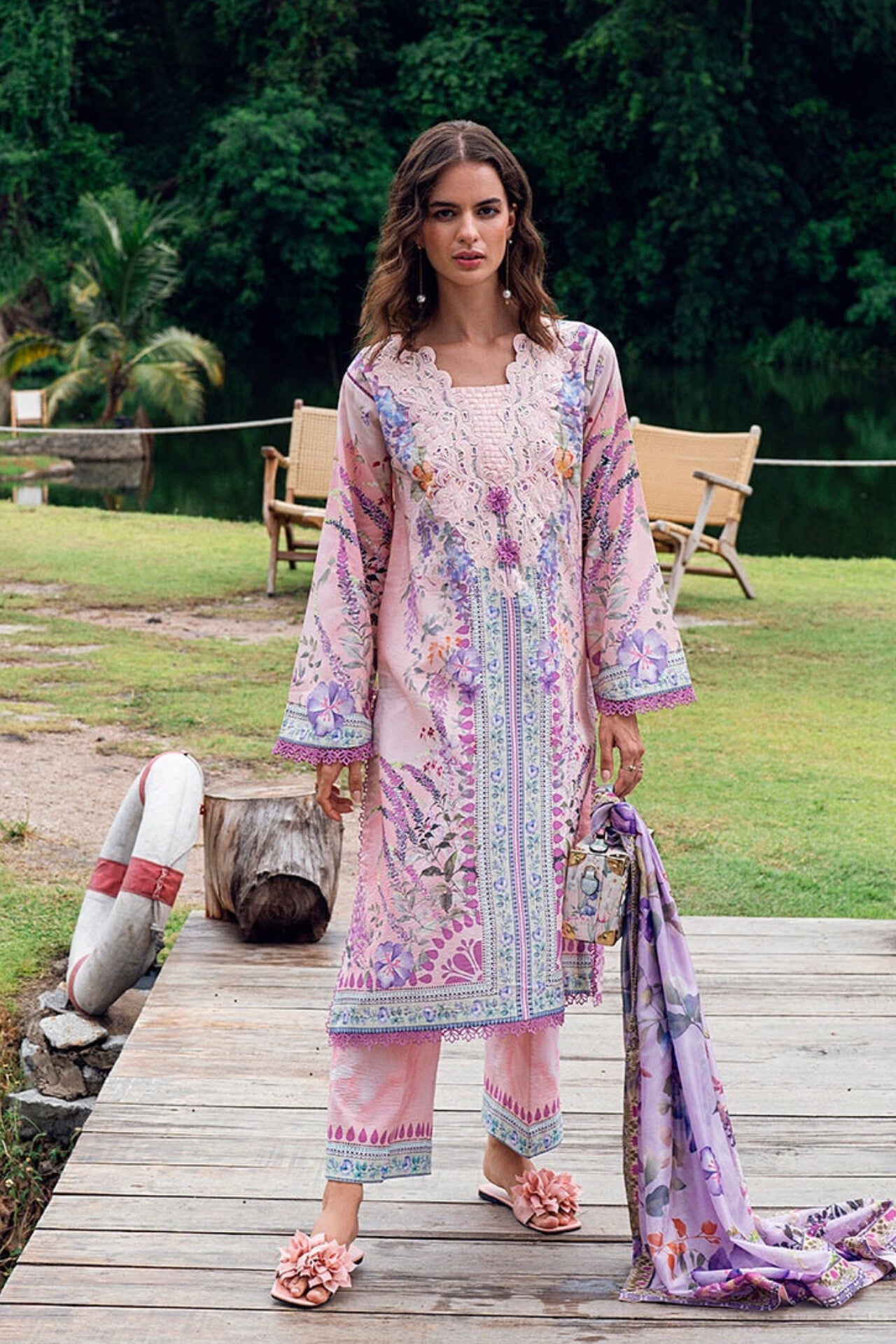 [ SUIT M ] - ROHEENAZ GARDEN VEIL EMBROIDERED LAWN PREMIUM COLLECTION
