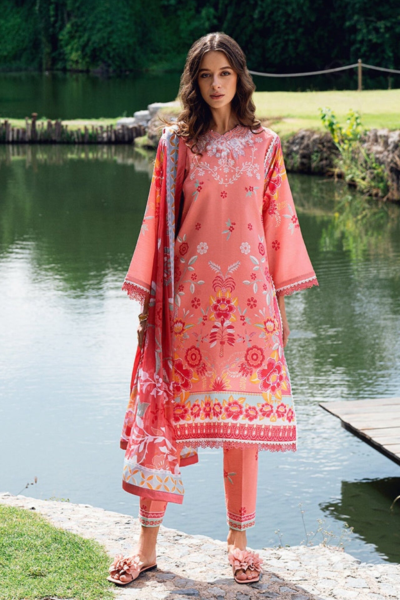 [ SUIT K ]  - ROHEENAZ GARDEN VEIL EMBROIDERED LAWN PREMIUM COLLECTION