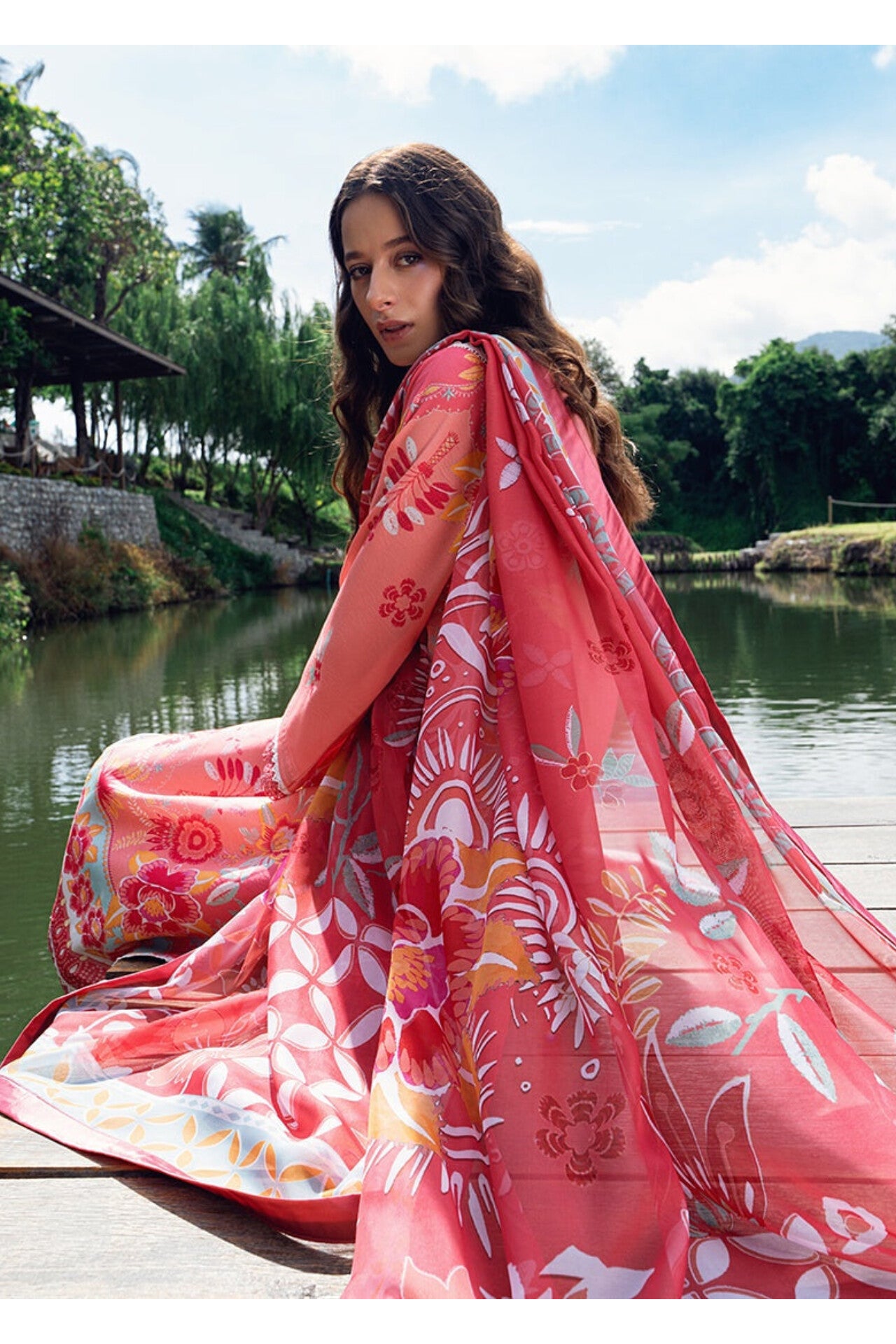 [ SUIT K ]  - ROHEENAZ GARDEN VEIL EMBROIDERED LAWN PREMIUM COLLECTION