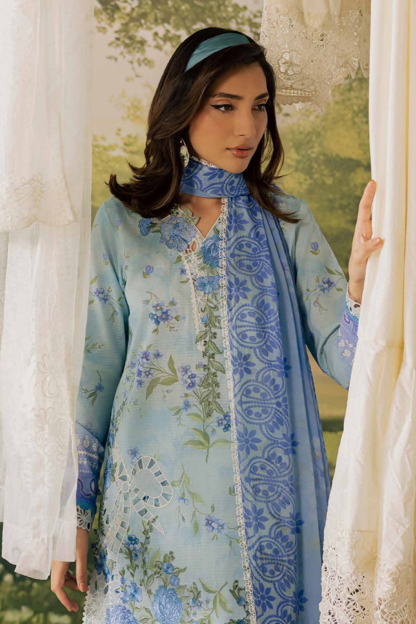[ SUIT B ] - NUREH BLOOM LAWN EMBROIDERED AND PRINTED DORIYA COLLECTION 2026