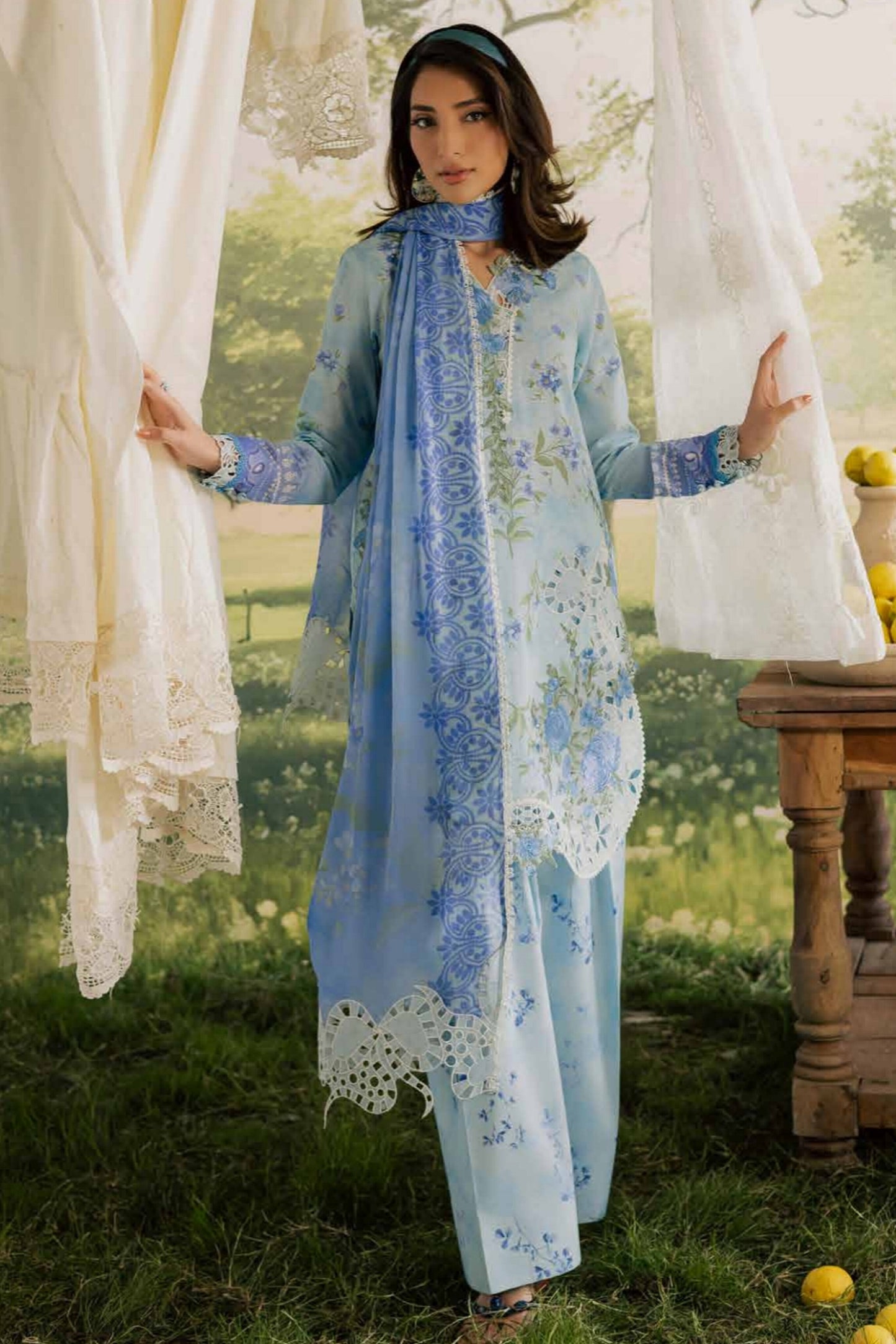 [ SUIT B ] - NUREH BLOOM LAWN EMBROIDERED AND PRINTED DORIYA COLLECTION 2026