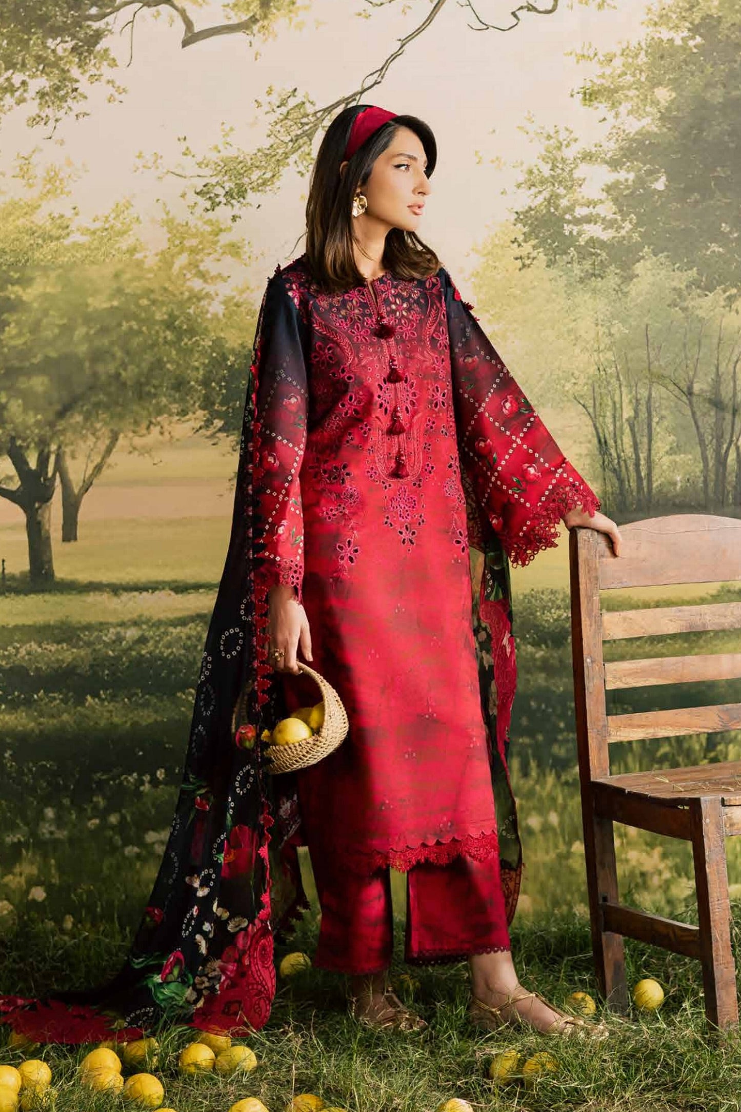 [ SUIT C ] - NUREH BLOOM LAWN EMBROIDERED AND PRINTED DORIYA COLLECTION 2026
