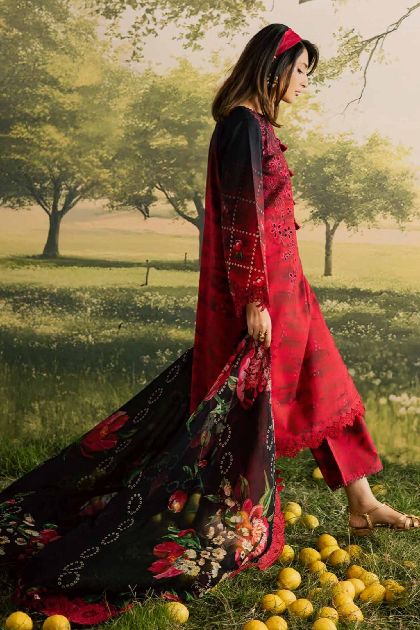 [ SUIT C ] - NUREH BLOOM LAWN EMBROIDERED AND PRINTED DORIYA COLLECTION 2026
