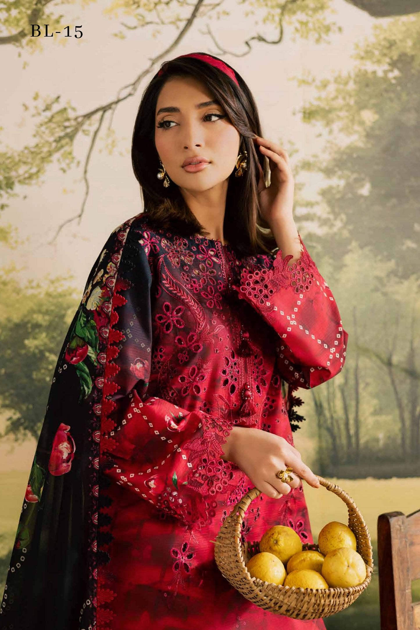 [ SUIT C ] - NUREH BLOOM LAWN EMBROIDERED AND PRINTED DORIYA COLLECTION 2026