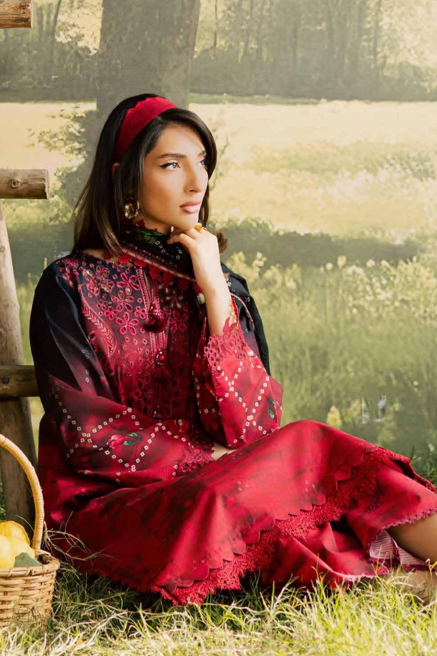 [ SUIT C ] - NUREH BLOOM LAWN EMBROIDERED AND PRINTED DORIYA COLLECTION 2026