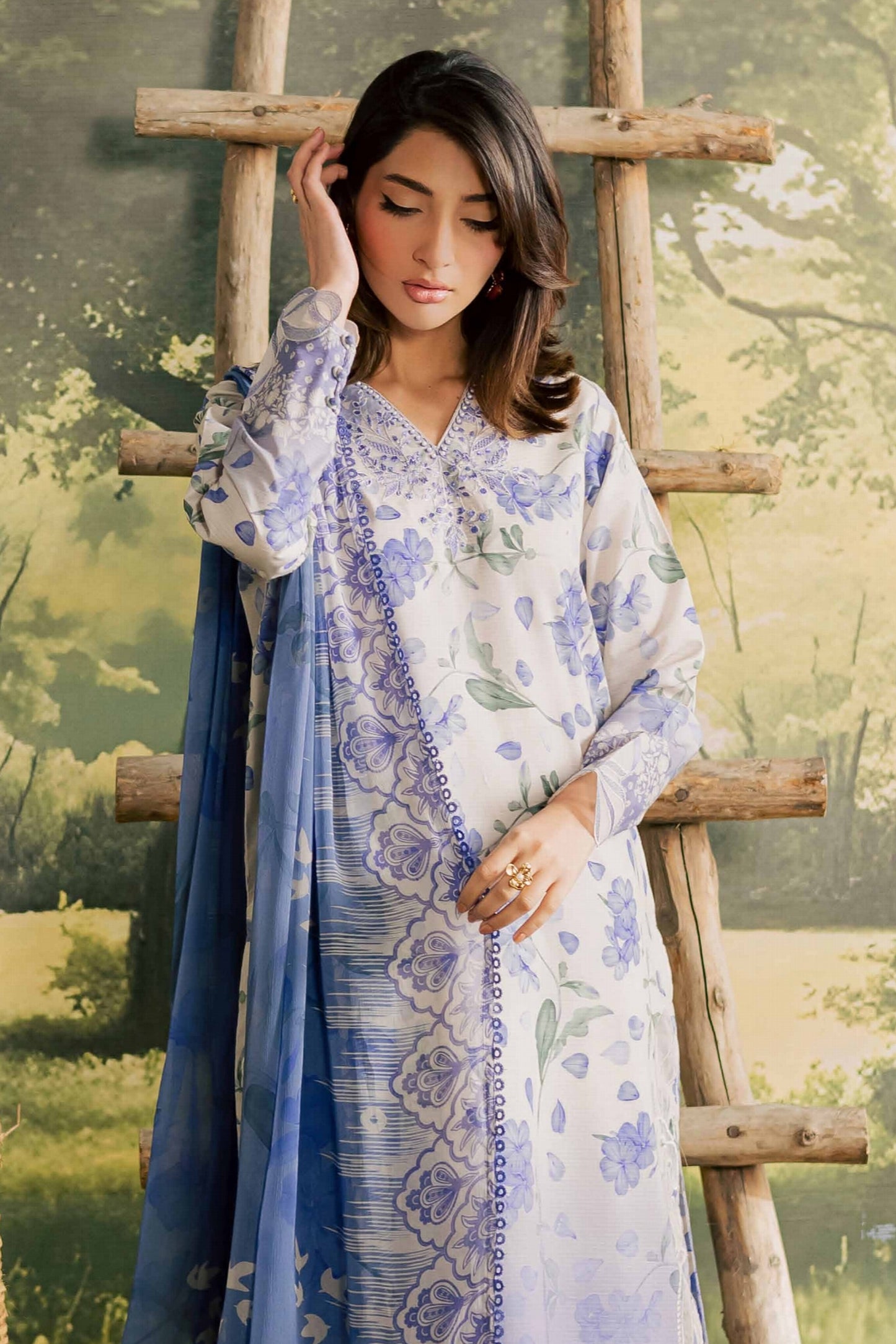 [ SUIT D ] - NUREH BLOOM LAWN EMBROIDERED AND PRINTED DORIYA COLLECTION 2026