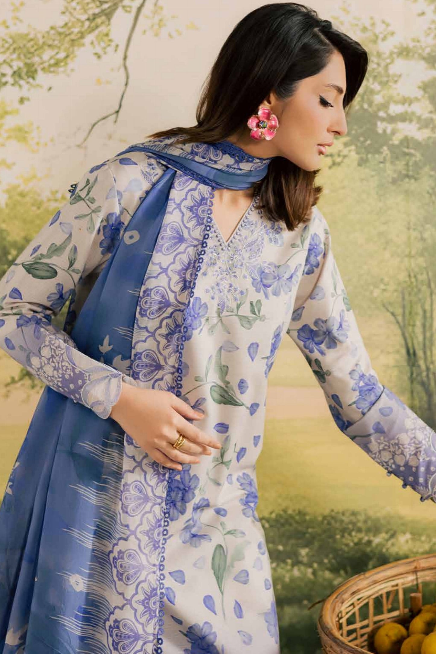 [ SUIT D ] - NUREH BLOOM LAWN EMBROIDERED AND PRINTED DORIYA COLLECTION 2026