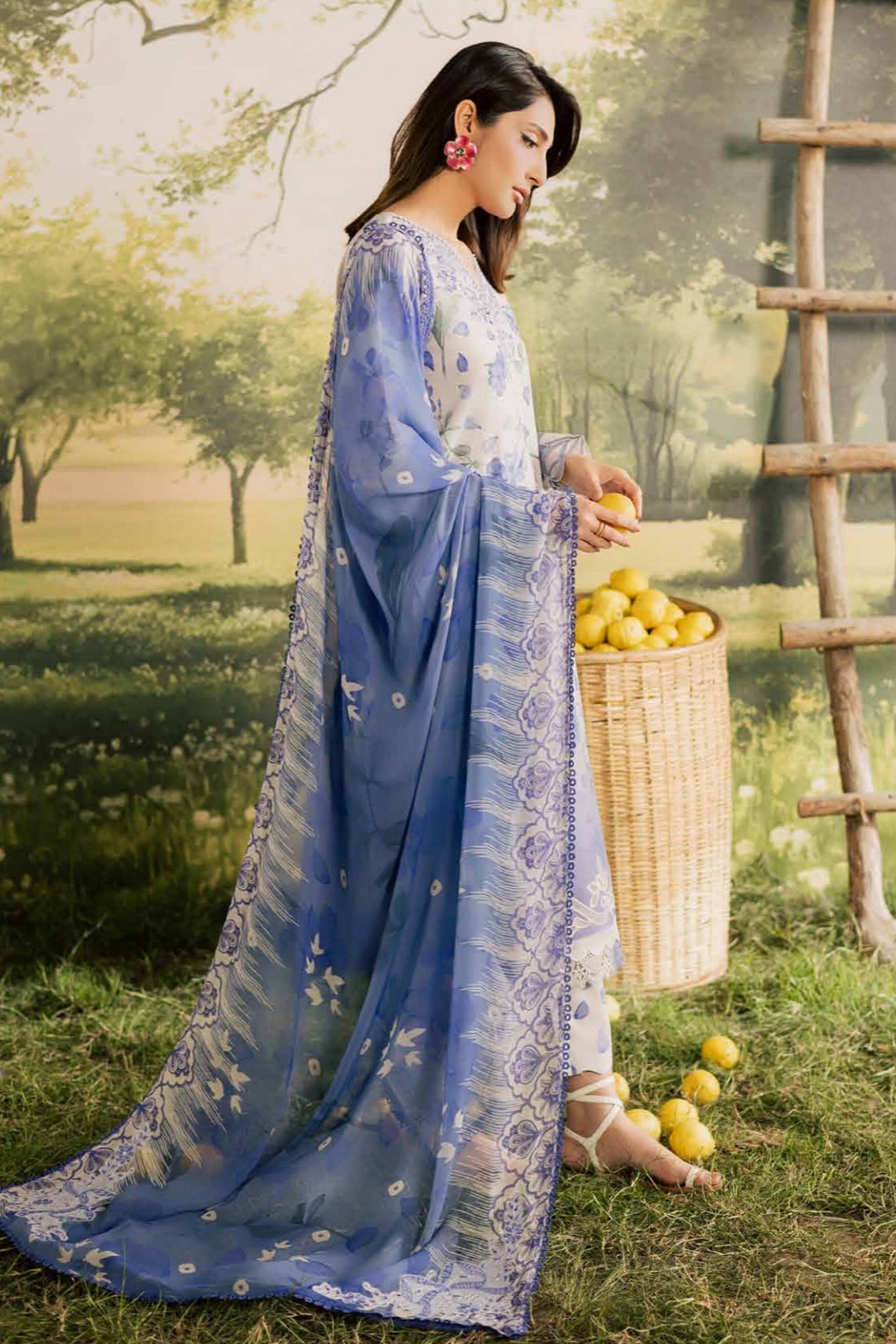 [ SUIT D ] - NUREH BLOOM LAWN EMBROIDERED AND PRINTED DORIYA COLLECTION 2026
