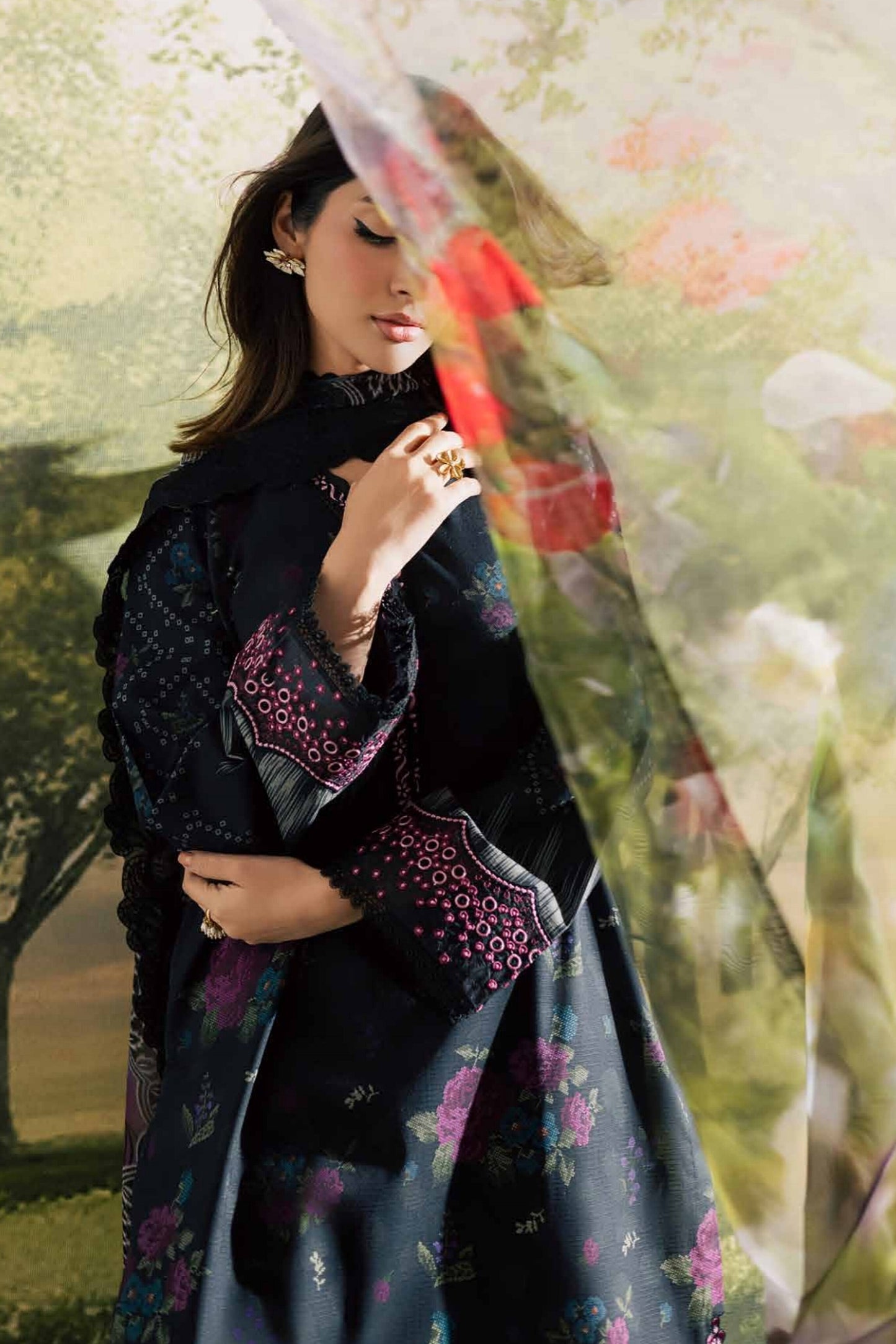 [ SUIT F ] - NUREH BLOOM LAWN EMBROIDERED AND PRINTED DORIYA COLLECTION 2026