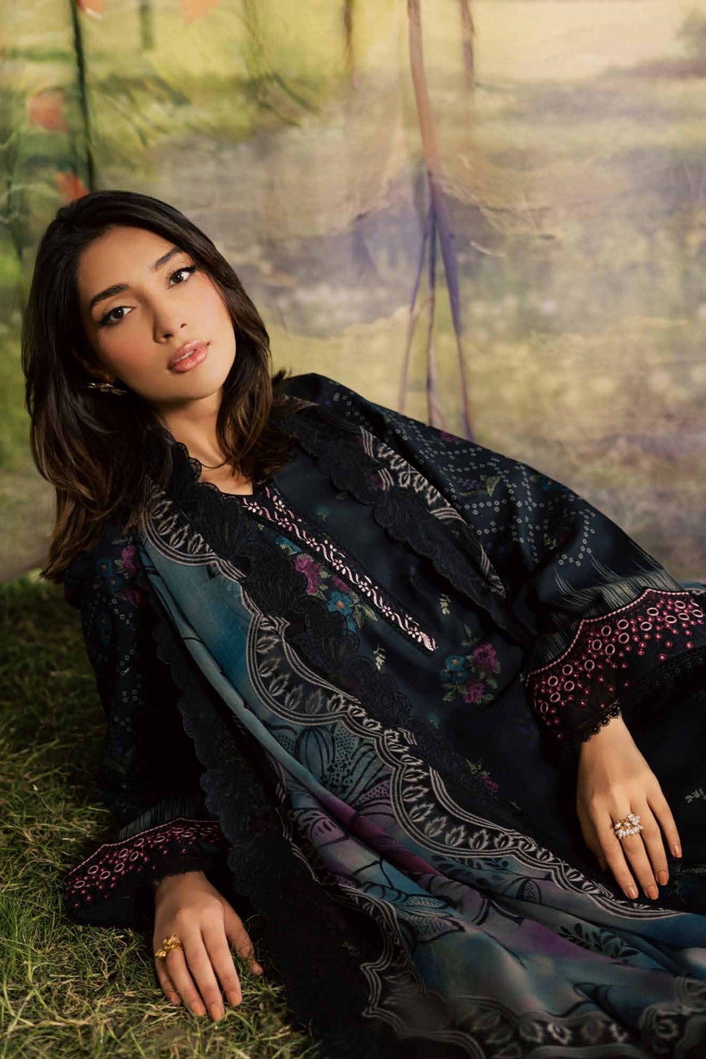 [ SUIT F ] - NUREH BLOOM LAWN EMBROIDERED AND PRINTED DORIYA COLLECTION 2026