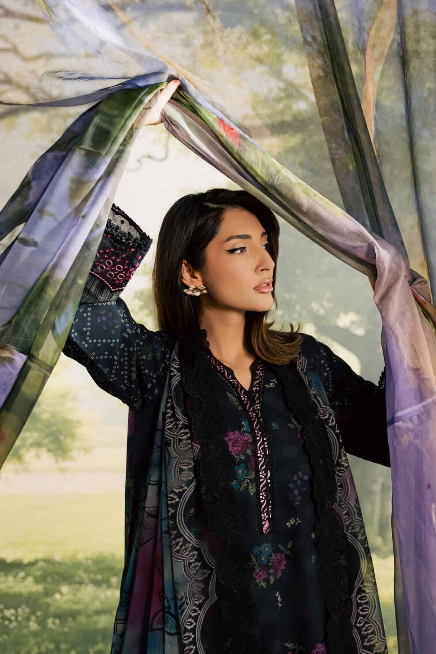 [ SUIT F ] - NUREH BLOOM LAWN EMBROIDERED AND PRINTED DORIYA COLLECTION 2026