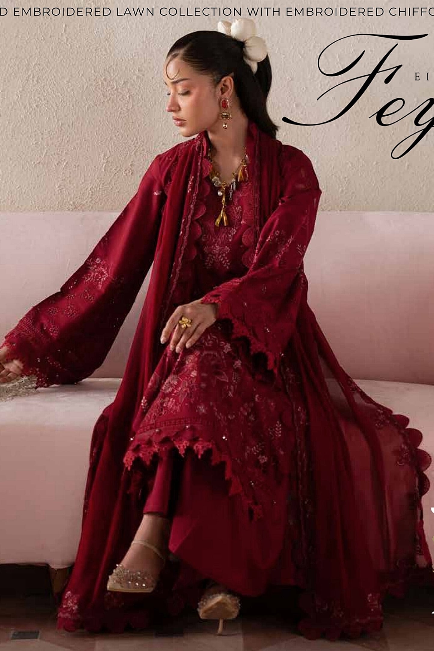 [ SUIT A ] - NUREH FEYA EMBROIDERED LAWN WITH EMBROIDERED CHIFFON DUPATTA COLLECTION 2026