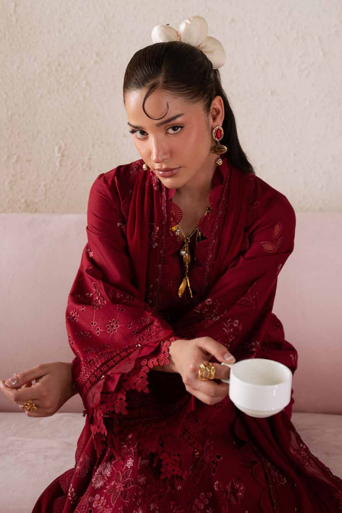 [ SUIT A ] - NUREH FEYA EMBROIDERED LAWN WITH EMBROIDERED CHIFFON DUPATTA COLLECTION 2026