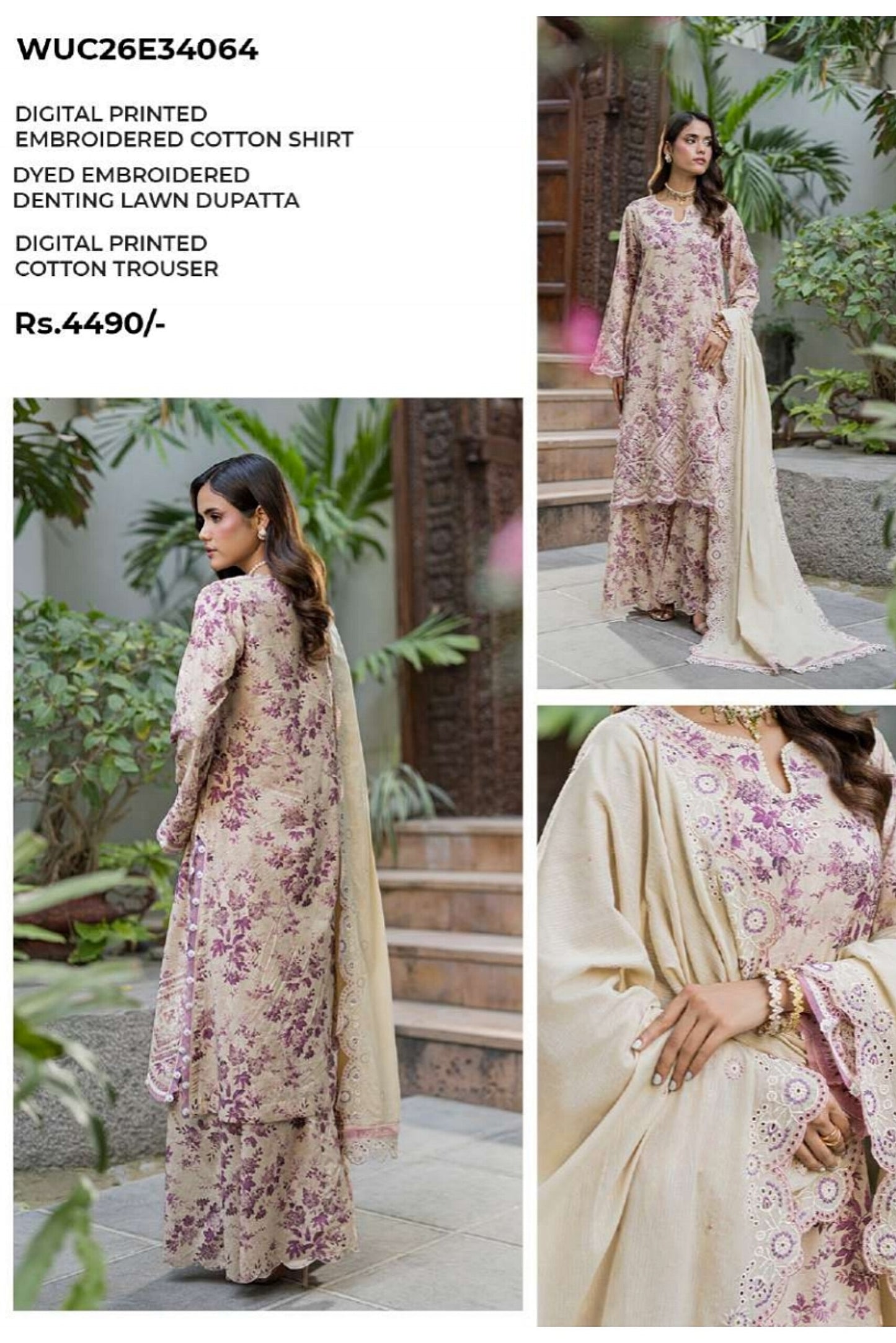[ SUIT B ] - ZELLBURY CHIKANKARI LAWN EMBROIDERED COLLECTION 2026