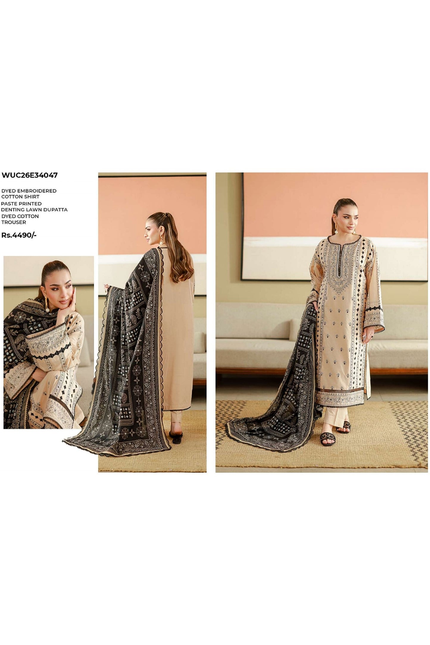 [ SUIT C ] - ZELLBURY CHIKANKARI LAWN EMBROIDERED COLLECTION 2026