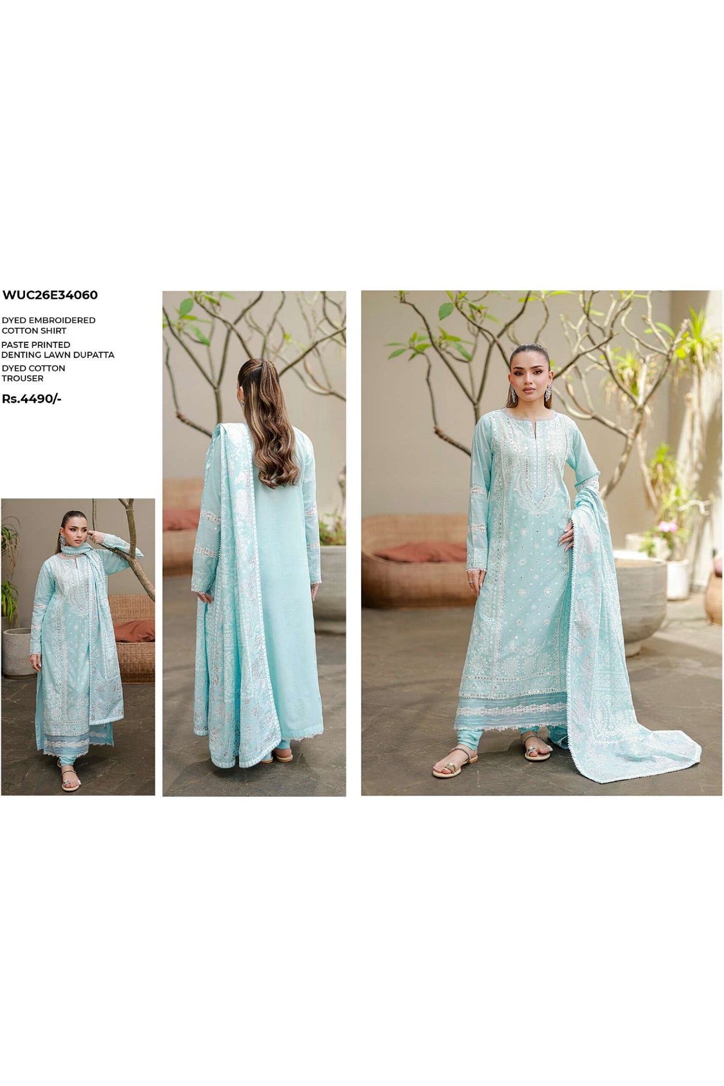 [ SUIT D ] - ZELLBURY CHIKANKARI LAWN EMBROIDERED COLLECTION 2026