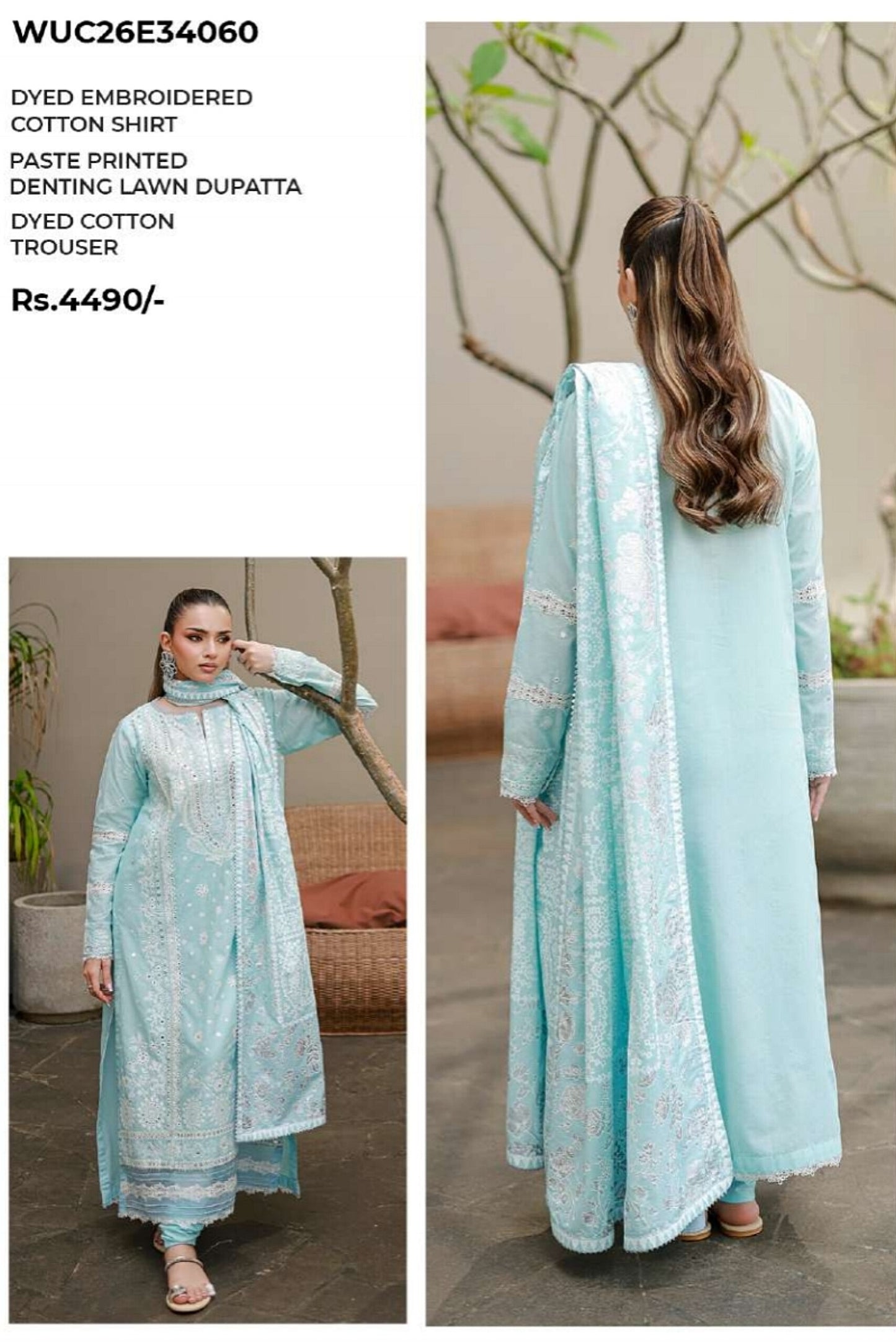 [ SUIT D ] - ZELLBURY CHIKANKARI LAWN EMBROIDERED COLLECTION 2026
