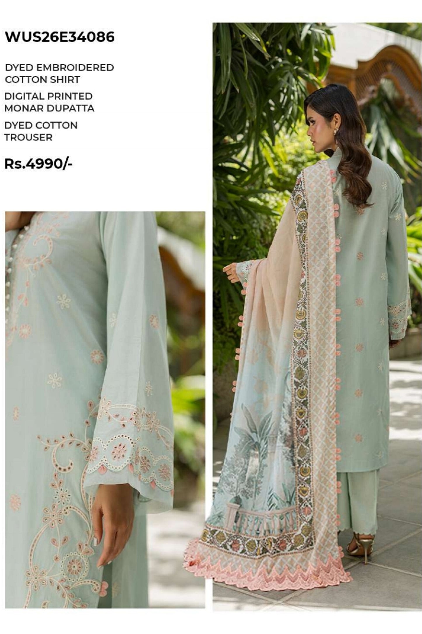 [ SUIT K ] - ZELLBURY CHIKANKARI LAWN EMBROIDERED COLLECTION 2026