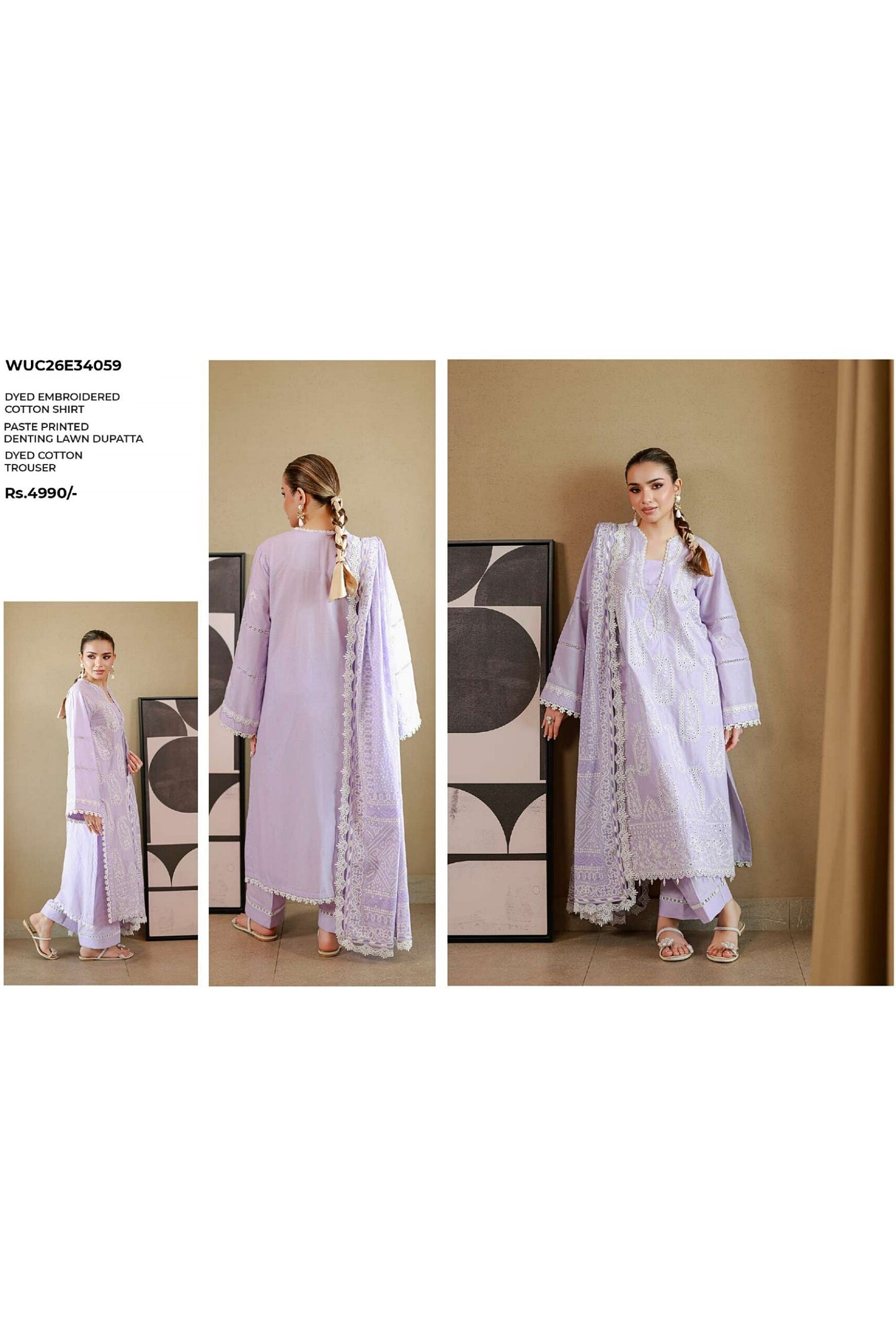 [ SUIT L ] - ZELLBURY CHIKANKARI LAWN EMBROIDERED COLLECTION 2026
