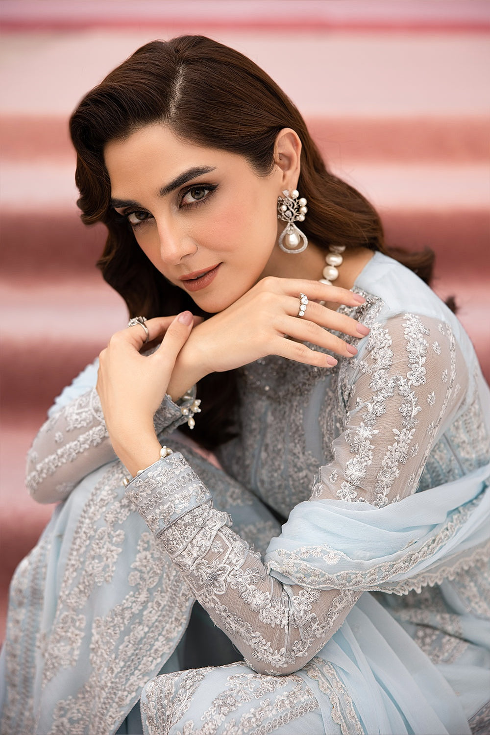 AZURE MAYA ALI LUXE EMBROIDERED CHIFFON COLLECTION 2025