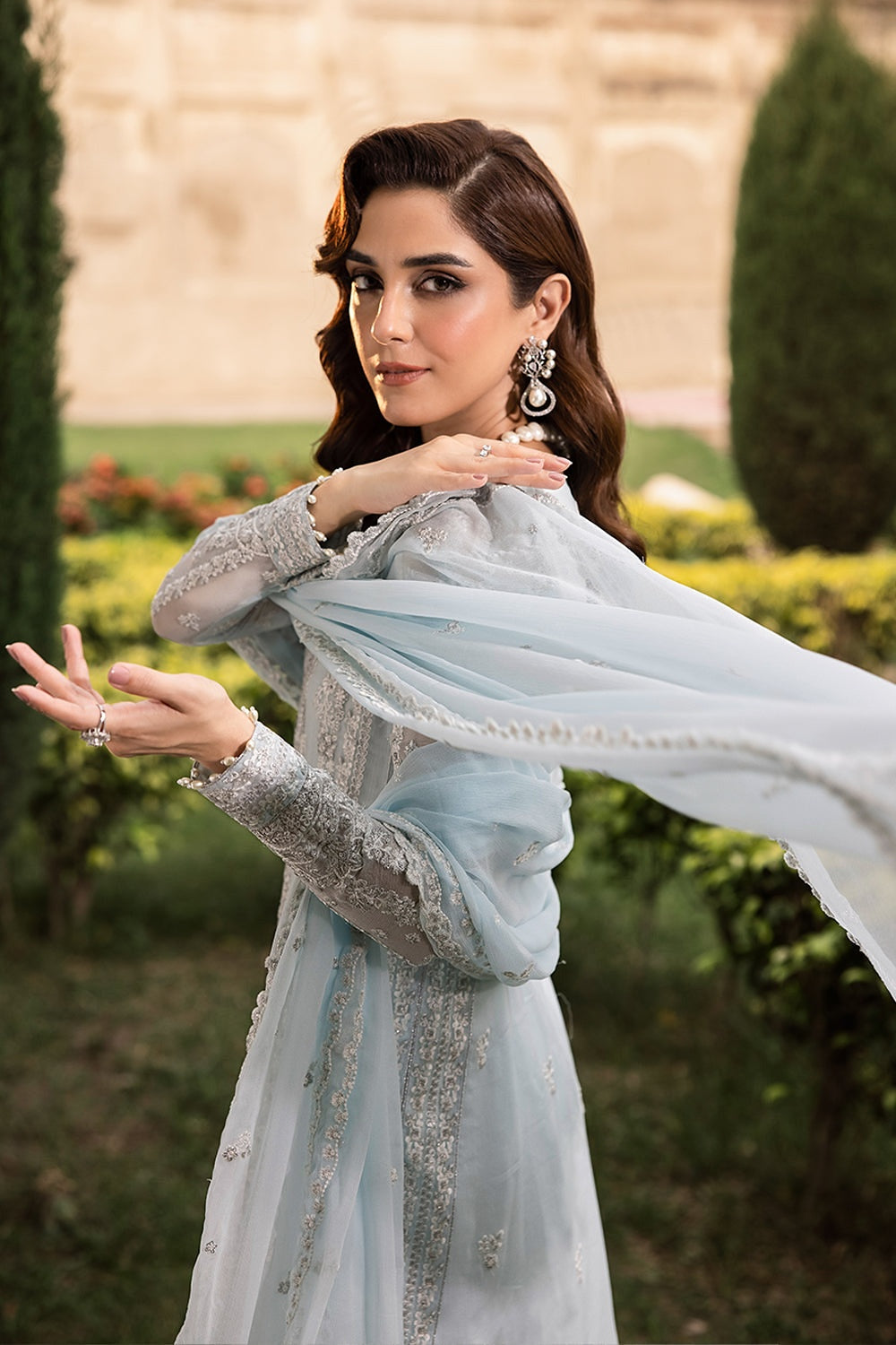 AZURE MAYA ALI LUXE EMBROIDERED CHIFFON COLLECTION 2025