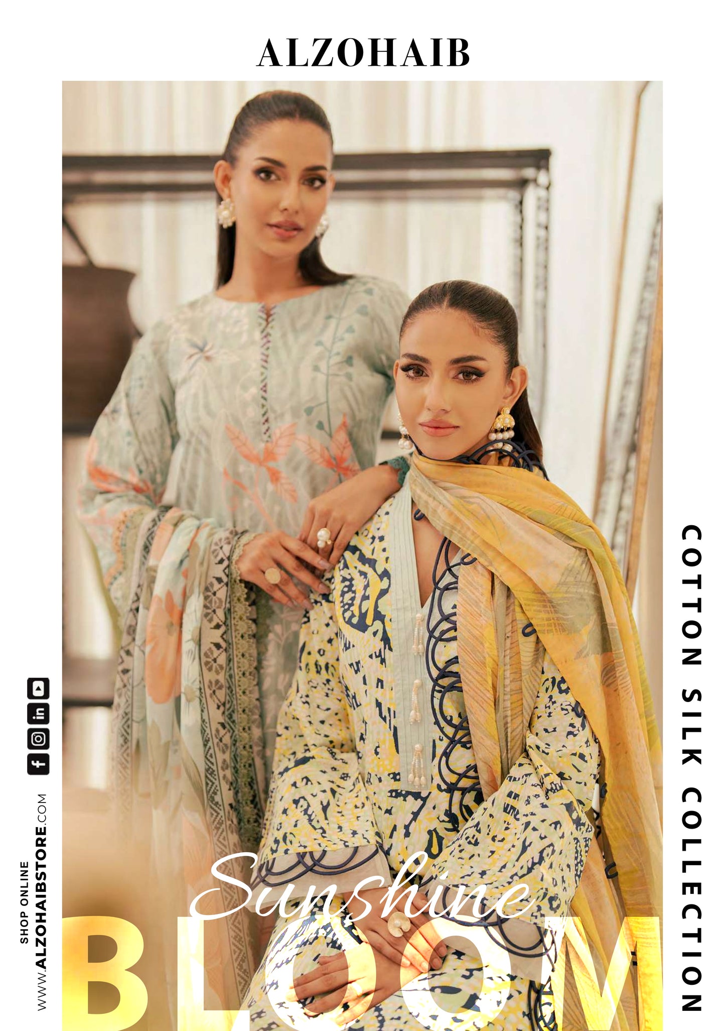 ALZOHAIB BLOOM SUNSHINE COTTON SILK COLLECTION 2024